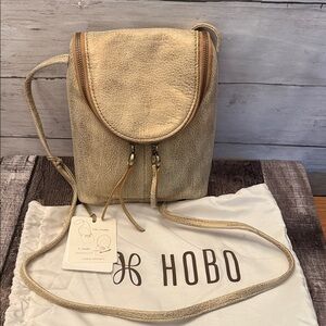 Hobo cream metallic leather Crossbody Bag